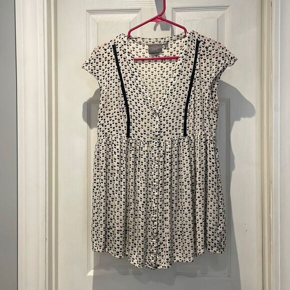 Vanessa Virginia peplum Anthro top SZ small with pockets and extra button - Picture 1 of 8